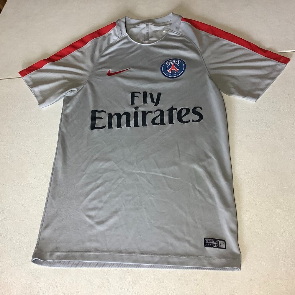 Nike Fly Emirates Paris Saint Germain Soccer Jersey Size Small Grey